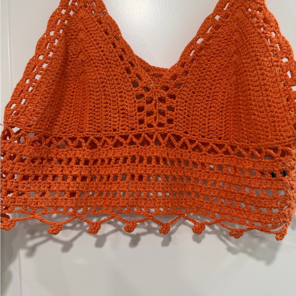 Handmade Crochet Crop Top - Bright Orange